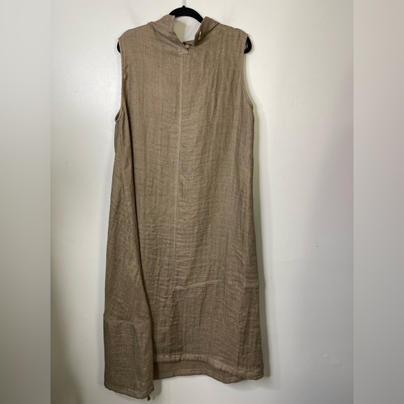 Vivid NWOT LINEN LOOSE LANTERN LONG DRESS in Soil Sz L Quiet Luxury Retail 218 - Picture 13 of 16